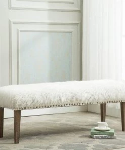 White Faux Fur Ottoman Bench Upholstered Bench For Bedroom/Entryway/Hallway/Living Room Bedding 15 White Faux Fur Ottoman Bench Upholstered Bench For Bedroom/Entryway/Hallway/Living Room Bedding