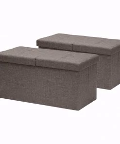 COL Linen Fabric Ottoman With SMART LIFT Top - 2 Piece Set