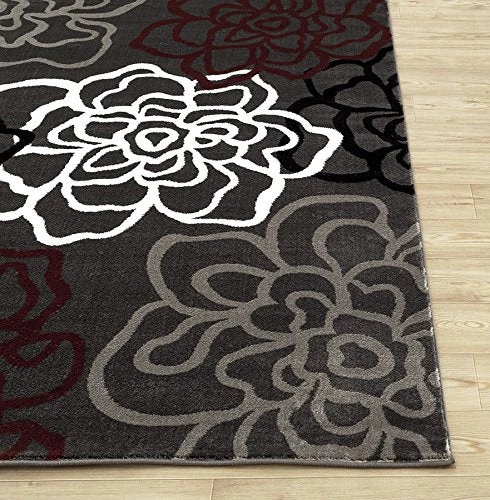 WRG Floral Gray/Grey Red White Area Rug All Area Rugs And Runners 3 WRG Floral Gray/Grey Red White Area Rug All Area Rugs And Runners