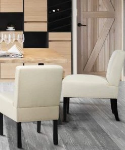 Giantex Bedding Fabric Accent Chair, Contemporary Leisure Side Chair W/Thick Sponge Cushion, Wood Legs, Weight Capacity 330 Lbs, Upholstered Armless Accent Chair For Living Room, Bedroom (1, Sapphire)