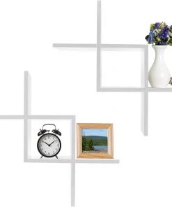 Modern Rugs And Decor Criss Cross Intersecting Wall Mounted Floating Shelves 2-Pack