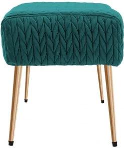 Duhome Quilt Velvet Bench Ottoman Comfortable Footrest Stool Table Bench Dining Bench Indoor Bench With Gold Metal Base For Entryway Dining Room Living Room Bedroom Atrovirens Bedding