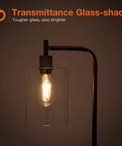 Addlon LED Floor Lamp Hanging Glass Lamp Shade And Modern Standing Industrial Lamp