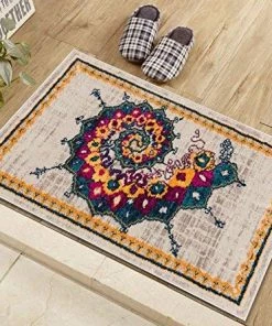 Alba Modern Distressed Area Rug Bohemian By Home Way Transitional Eclectic Multi Color Area Rug
