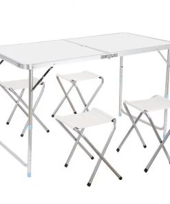COL Steel Portable Folding Table With 4 Folding Chairs