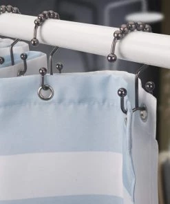 Modern Rugs And Decor Shower Curtain Hooks Rings, Rust-Resistant Metal Set Of 12 Hooks