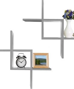 Modern Rugs And Decor Criss Cross Intersecting Wall Mounted Floating Shelves 2-Pack