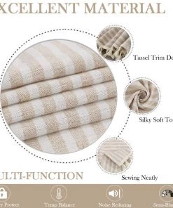 Modern Rugs And Decor Bathroom ColorBird Striped Semi-Blackout Window Curtains 2 Panels Farmhouse Style Cotton Linen