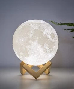 Modern Rugs And Decor Home Décor Decorative Moon Light Lamp With Time Setting And Stand 3D Print LED 16 Colors