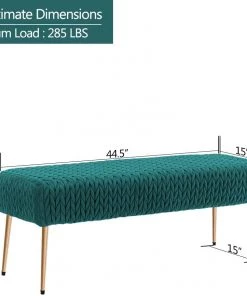 Duhome Quilt Velvet Bench Ottoman Comfortable Footrest Stool Table Bench Dining Bench Indoor Bench With Gold Metal Base For Entryway Dining Room Living Room Bedroom Atrovirens Bedding