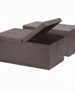 COL Linen Fabric Ottoman With SMART LIFT Top - 2 Piece Set
