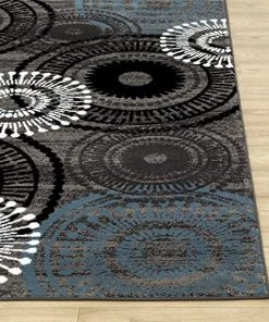 WRG Contemporary Circles Gray/Grey Blue White Black Area Rug 11 WRG Contemporary Circles Gray/Grey Blue White Black Area Rug
