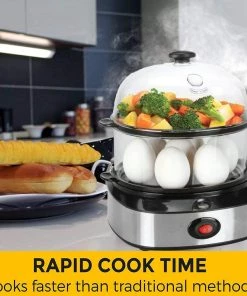 Pow Cub Kitchen 2 In 1 Electric Rapid Stainless 14 Egg Cooker/Steamer Auto Shut Off 18 Pow Cub Kitchen 2 In 1 Electric Rapid Stainless 14 Egg Cooker/Steamer Auto Shut Off