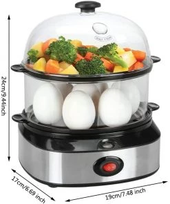 Pow Cub Kitchen 2 In 1 Electric Rapid Stainless 14 Egg Cooker/Steamer Auto Shut Off 17 Pow Cub Kitchen 2 In 1 Electric Rapid Stainless 14 Egg Cooker/Steamer Auto Shut Off