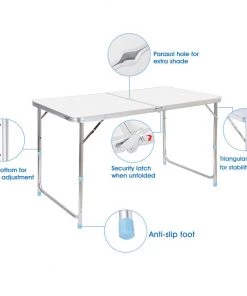 COL Steel Portable Folding Table With 4 Folding Chairs