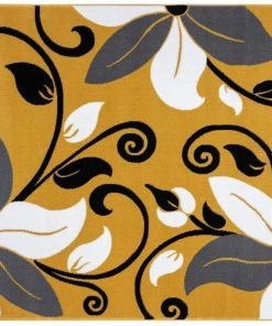Modern Rugs And Decor Victoria Collection Modern Mustard Yellow Floral Area Rug