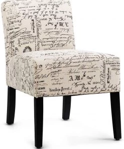 Giantex Bedding Fabric Accent Chair, Contemporary Leisure Side Chair W/Thick Sponge Cushion, Wood Legs, Weight Capacity 330 Lbs, Upholstered Armless Accent Chair For Living Room, Bedroom (1, Sapphire)