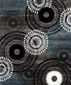 WRG Contemporary Circles Gray/Grey Blue White Black Area Rug