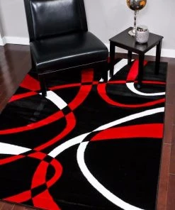 WW All Area Rugs And Runners Abstract Swirls Black Red Soft Area Rugs