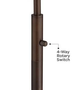 Lamp Plus Blue Polyester Bronze Downbridge Arc Floor Lamp