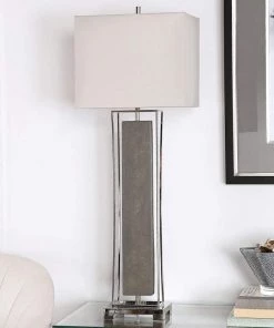 Uttermost Lamps Sakana Rubbed Gray Faux Shagreen Buffet Table Lamp