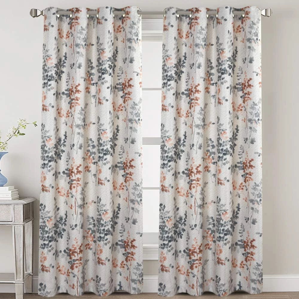 Modern Rugs And Decor Bathroom Linen Blackout Curtains 63 Inches Burlap Effect Linen Curtain Draperies For Grey Floral Printing Grommet 2 Panel 9 Modern Rugs And Decor Bathroom Linen Blackout Curtains 63 Inches Burlap Effect Linen Curtain Draperies For Grey Floral Printing Grommet 2 Panel