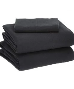 Modern Rugs And Decor Cotton Jersey Bed Sheet Set - Twin, Black