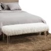 White Faux Fur Ottoman Bench Upholstered Bench For Bedroom/Entryway/Hallway/Living Room Bedding