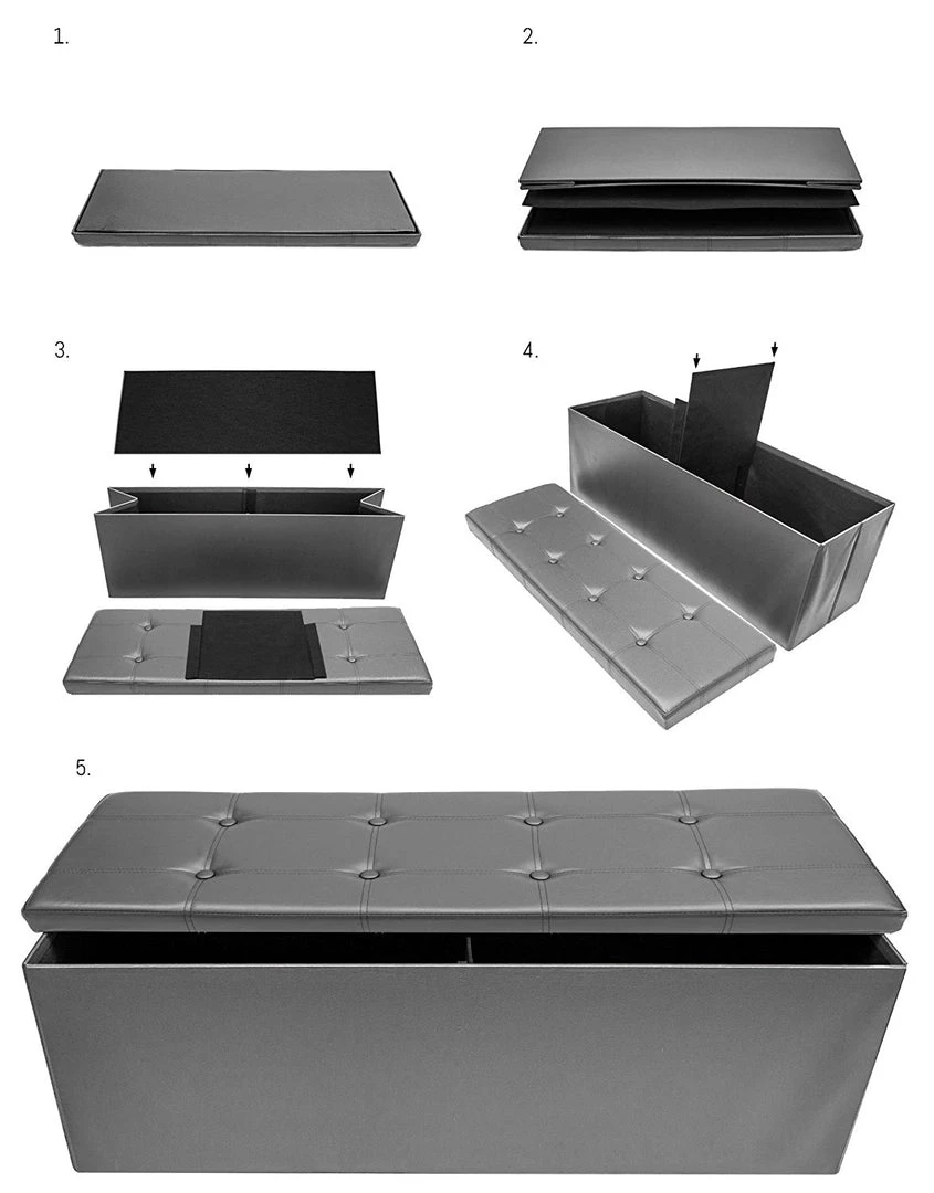 COL Contemporary Faux Leather Storage Bench Ottoman Home Décor 25 COL Contemporary Faux Leather Storage Bench Ottoman Home Décor