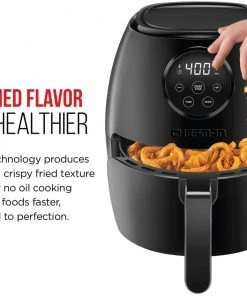 Chefman Turbofry 2 Liter 3.6 Quart Air Fryer Oven, Dual Control Temperature, 15 Cup Capacity With Cookbook Kitchen