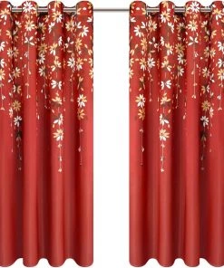 VERTKREA Flowers Window Curtain Floral Window Treatment Grommet Curtains