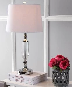 JONATHAN Bella 27" Crystal LED Lamp White Shade Lamps