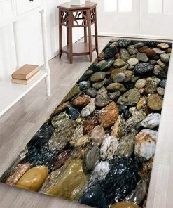 WW All Area Rugs And Runners 3D Cobblestone Printed Area Rug Runner Non-Skid