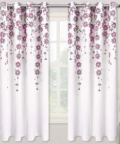 VERTKREA Flowers Window Curtain Floral Window Treatment Grommet Curtains