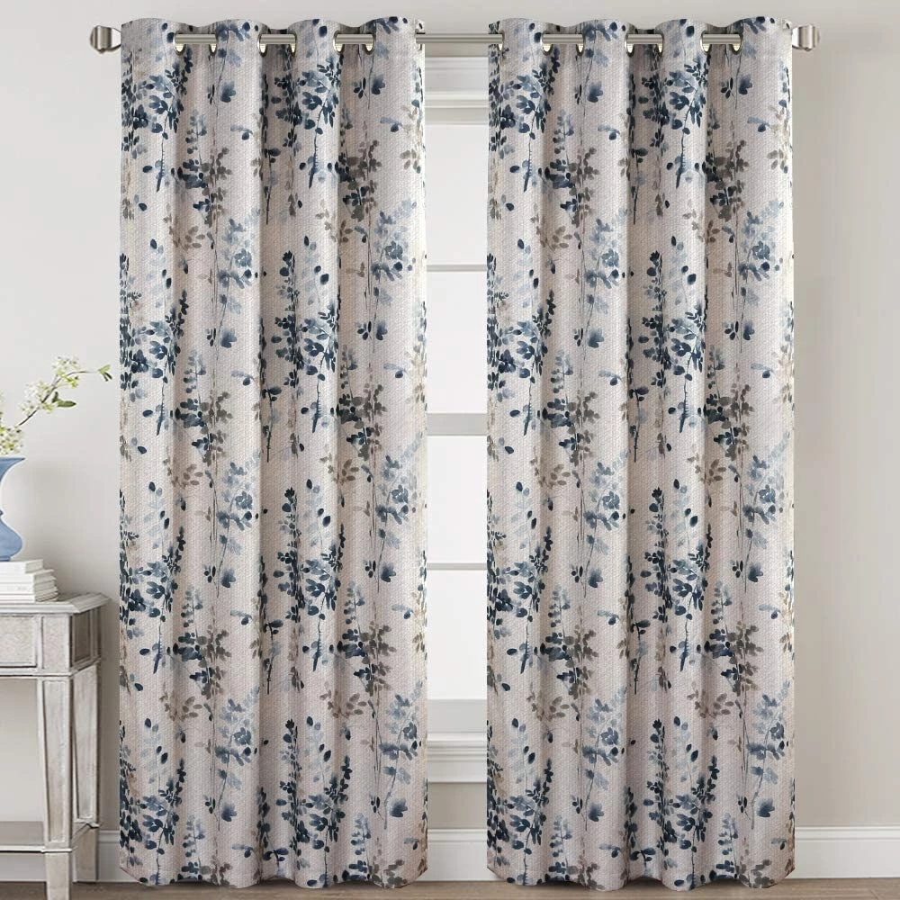 Modern Rugs And Decor Bathroom Linen Blackout Curtains 63 Inches Burlap Effect Linen Curtain Draperies For Grey Floral Printing Grommet 2 Panel 1 Modern Rugs And Decor Bathroom Linen Blackout Curtains 63 Inches Burlap Effect Linen Curtain Draperies For Grey Floral Printing Grommet 2 Panel
