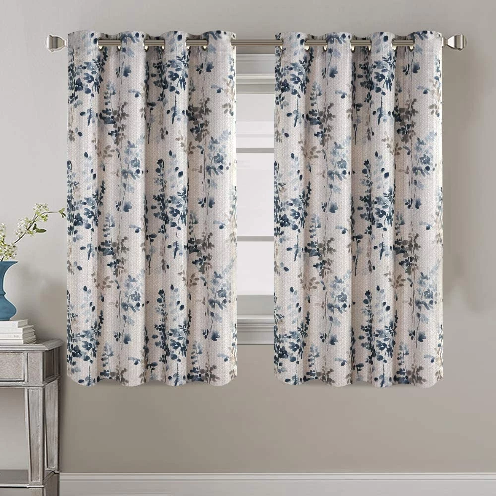 Modern Rugs And Decor Bathroom Linen Blackout Curtains 63 Inches Burlap Effect Linen Curtain Draperies For Grey Floral Printing Grommet 2 Panel 2 Modern Rugs And Decor Bathroom Linen Blackout Curtains 63 Inches Burlap Effect Linen Curtain Draperies For Grey Floral Printing Grommet 2 Panel