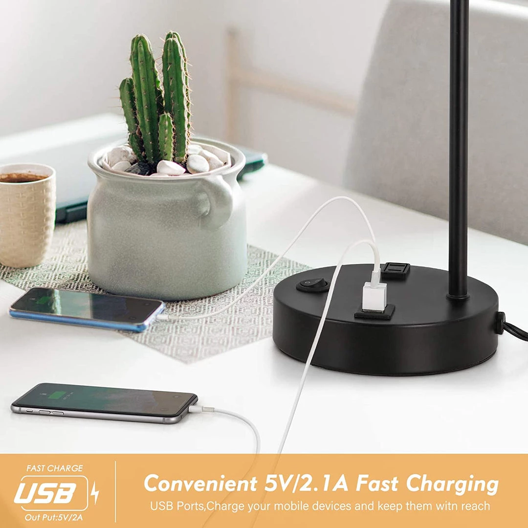 Modern Rugs And Decor USB Modern Table Lamp With Outlet, Industrial Farmhouse 4 Modern Rugs And Decor USB Modern Table Lamp With Outlet, Industrial Farmhouse