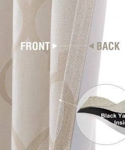 Modern Rugs And Decor Moroccan Tile Linen Textured Curtains Printed Curtain Panel Thermal Insulated Window Treatment 1 Panel 45 Inch Beige