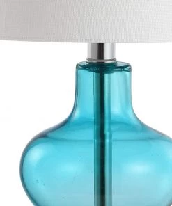 JONATHAN Lamps Mer 20.5" Glass/Metal LED Lamp Aqua 8 JONATHAN Lamps Mer 20.5