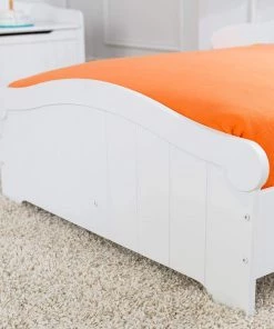 Nantucket Wooden Toddler Bed With Wainscoting Detail And High Side Rails - White, Gift For Ages 15 Mo+ Bedding