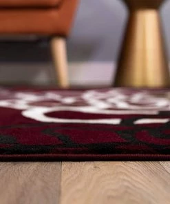 WRG Floral Gray/Grey Burgundy White Area Rug