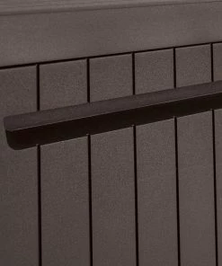 Keter 30 Gallon Resin Indoor/Outdoor Deck Box For Patio Furniture, Pool Accessories, And Toys Storage, Brown