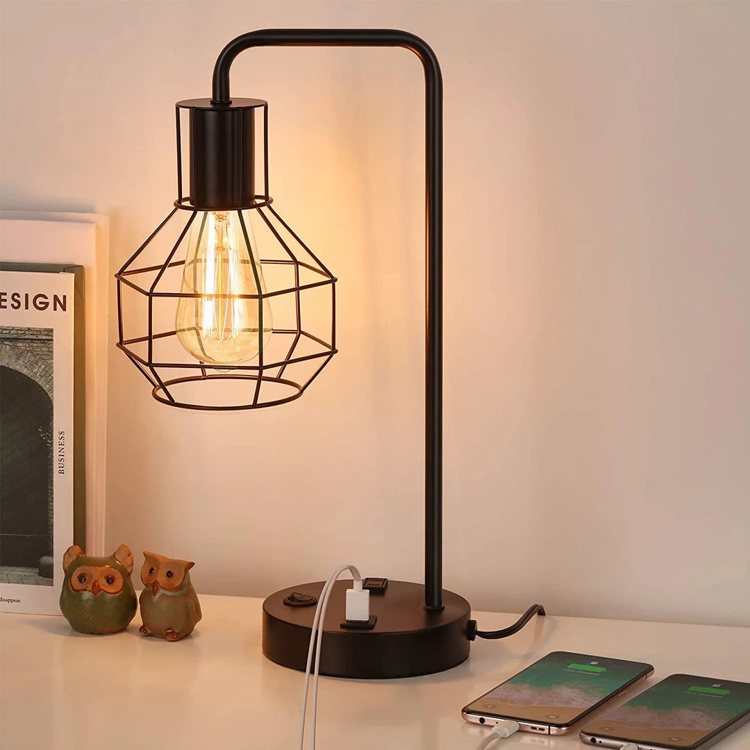 Modern Rugs And Decor USB Modern Table Lamp With Outlet, Industrial Farmhouse 1 Modern Rugs And Decor USB Modern Table Lamp With Outlet, Industrial Farmhouse