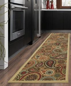 OPVM Paisley Design Multi-color Area Rug And Runners Non-Slip/ No Skid