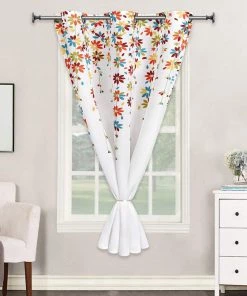VERTKREA Flowers Window Curtain Floral Window Treatment Grommet Curtains