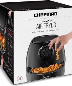 Chefman Turbofry 2 Liter 3.6 Quart Air Fryer Oven, Dual Control Temperature, 15 Cup Capacity With Cookbook Kitchen