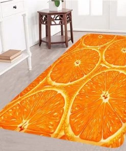 WW All Area Rugs And Runners 3D Orange Printed Area Rug Runner Non-Skid