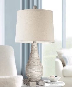 WIHTU Store Rustic Table Lamp With USB Ports - Set Of 2