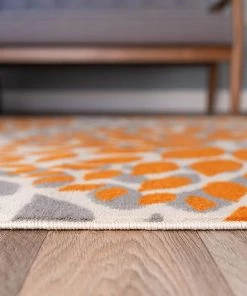 WRG Floral Orange Gray Area Rugs