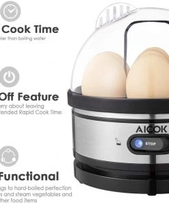 Aicok Electric Rapid Stainless Steel 7 Egg Cooker Auto Shut Off 10 Aicok Electric Rapid Stainless Steel 7 Egg Cooker Auto Shut Off